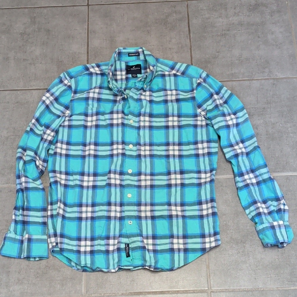 Men's Turquoise Plaid Shirt